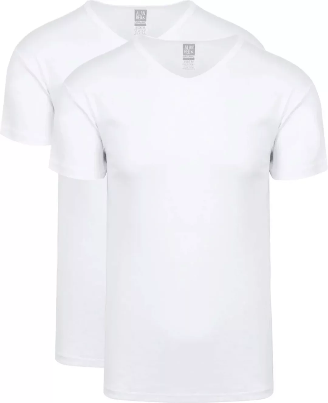 Alan Red Organic T-Shirt V-Ausschnitt Weiß 2er-Pack - Größe L günstig online kaufen