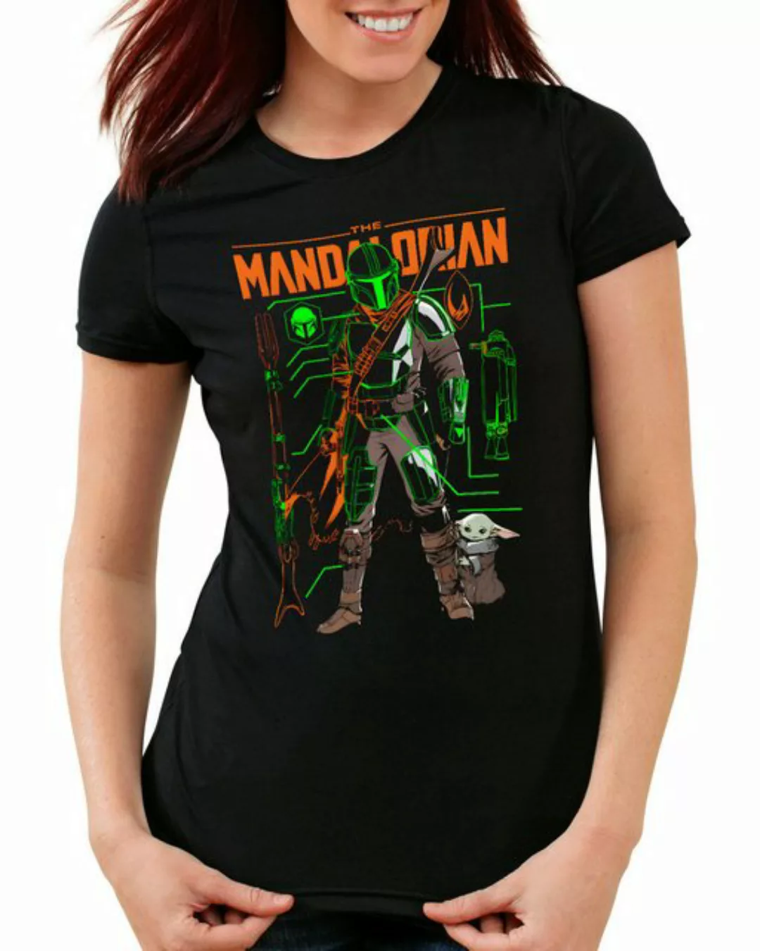 style3 T-Shirt Mando Schematics yoda star the mandalorian wars günstig online kaufen