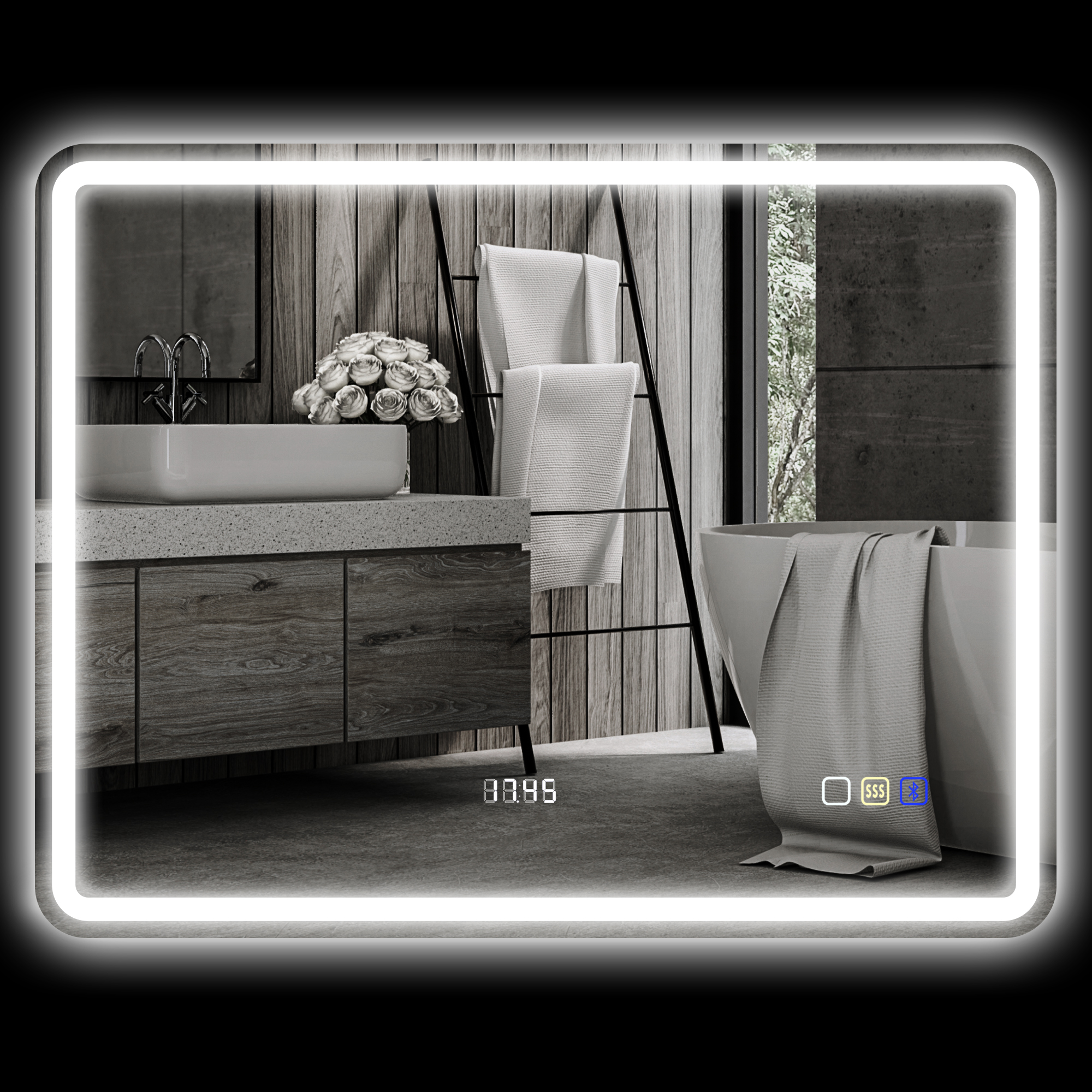 HOMCOM Badspiegel mit Beleuchtung 70x90 cm LED Spiegel Wandspiegel mit Blue günstig online kaufen