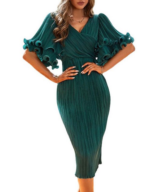 KIKI Abendkleid Grünes Damenkleid – Kleid mit Glockenärmeln -enges Abendkle günstig online kaufen