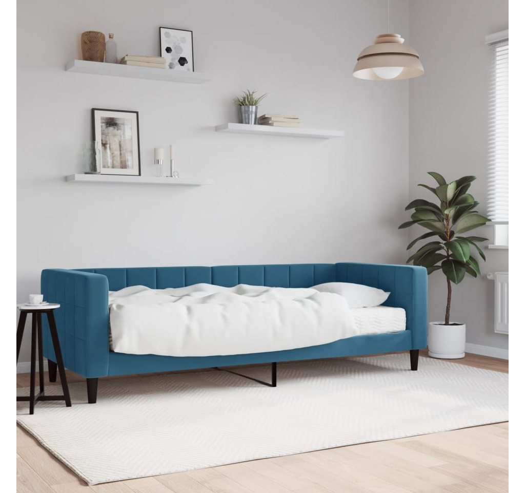 vidaXL Gästebett Gästebett Tagesbett mit Matratze Blau 80x200 cm Samt Bett günstig online kaufen