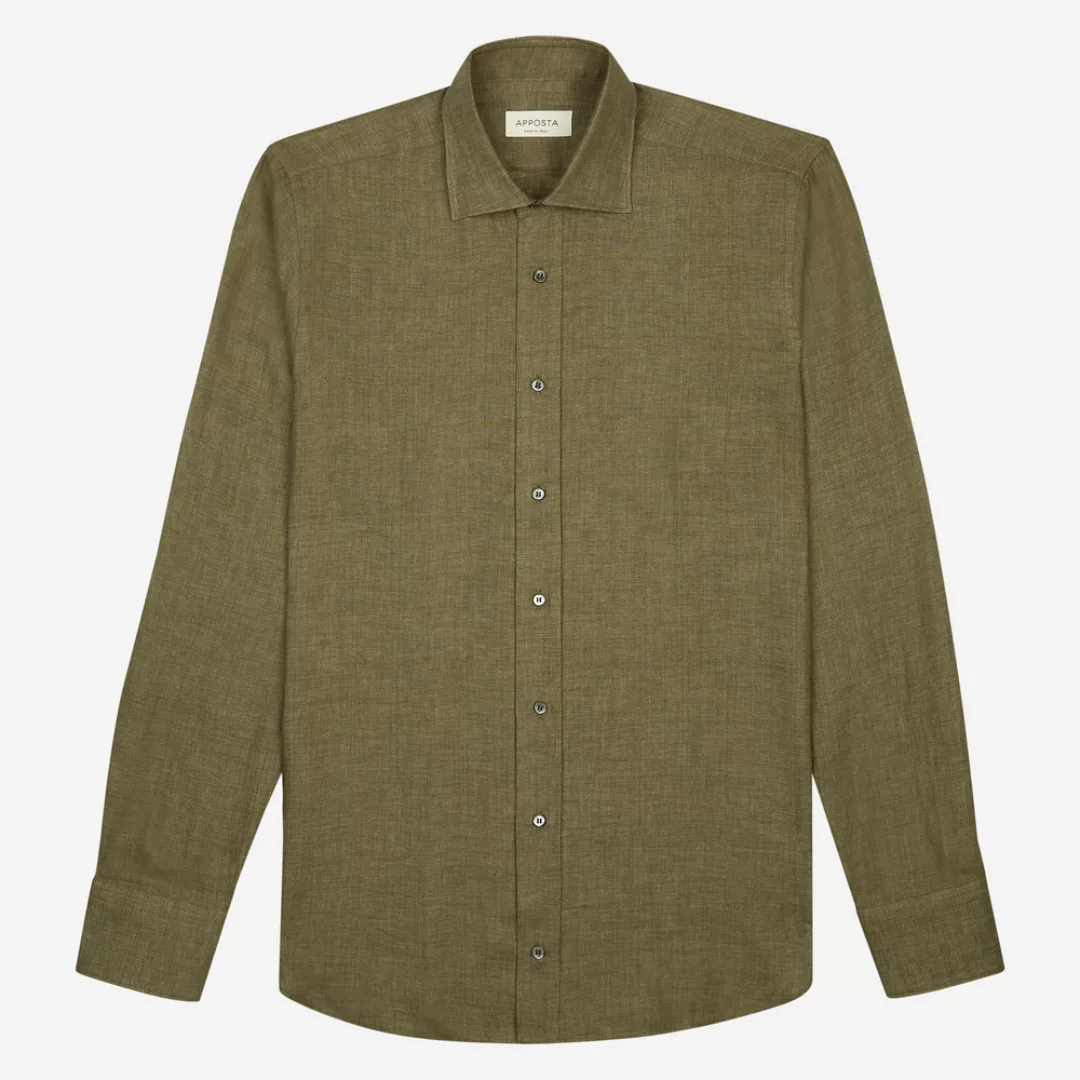 Hemd  einfarbig  grün leinen leinwandbindung leinen aus der normandie, krag günstig online kaufen