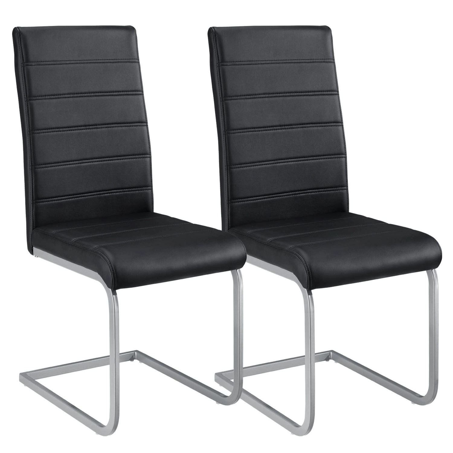 Juskys Freischwinger Stuhl Vegas 2er Set aus Kunstleder Schwarz günstig online kaufen