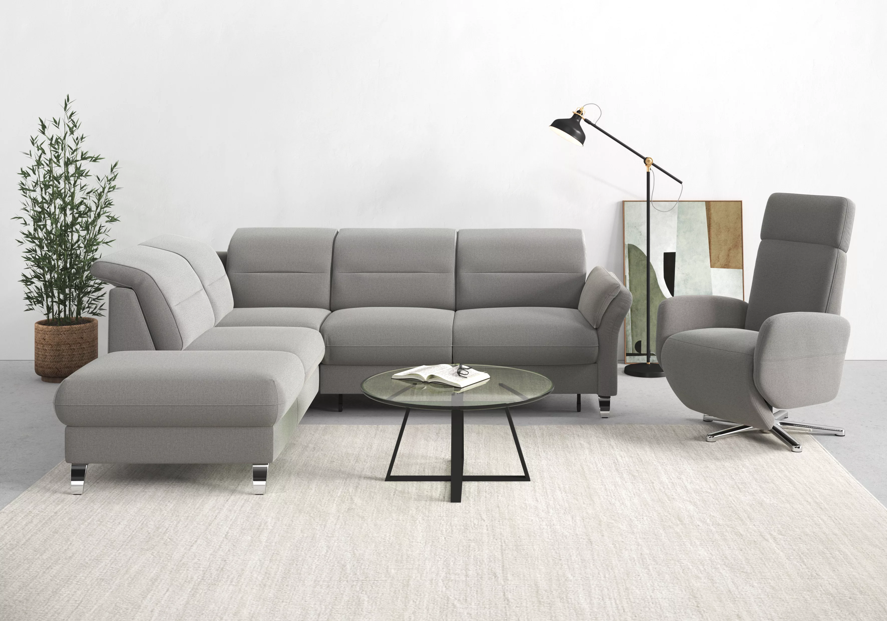 sit&more Ecksofa »Grenoble L-Form mit Federkern«, wahlweise mit Bettfunktio günstig online kaufen