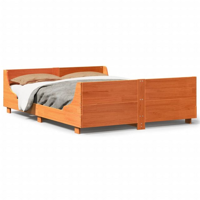 vidaXL Bett, Massivholzbett ohne Matratze Wachsbraun 140x190 cm Kiefernholz günstig online kaufen