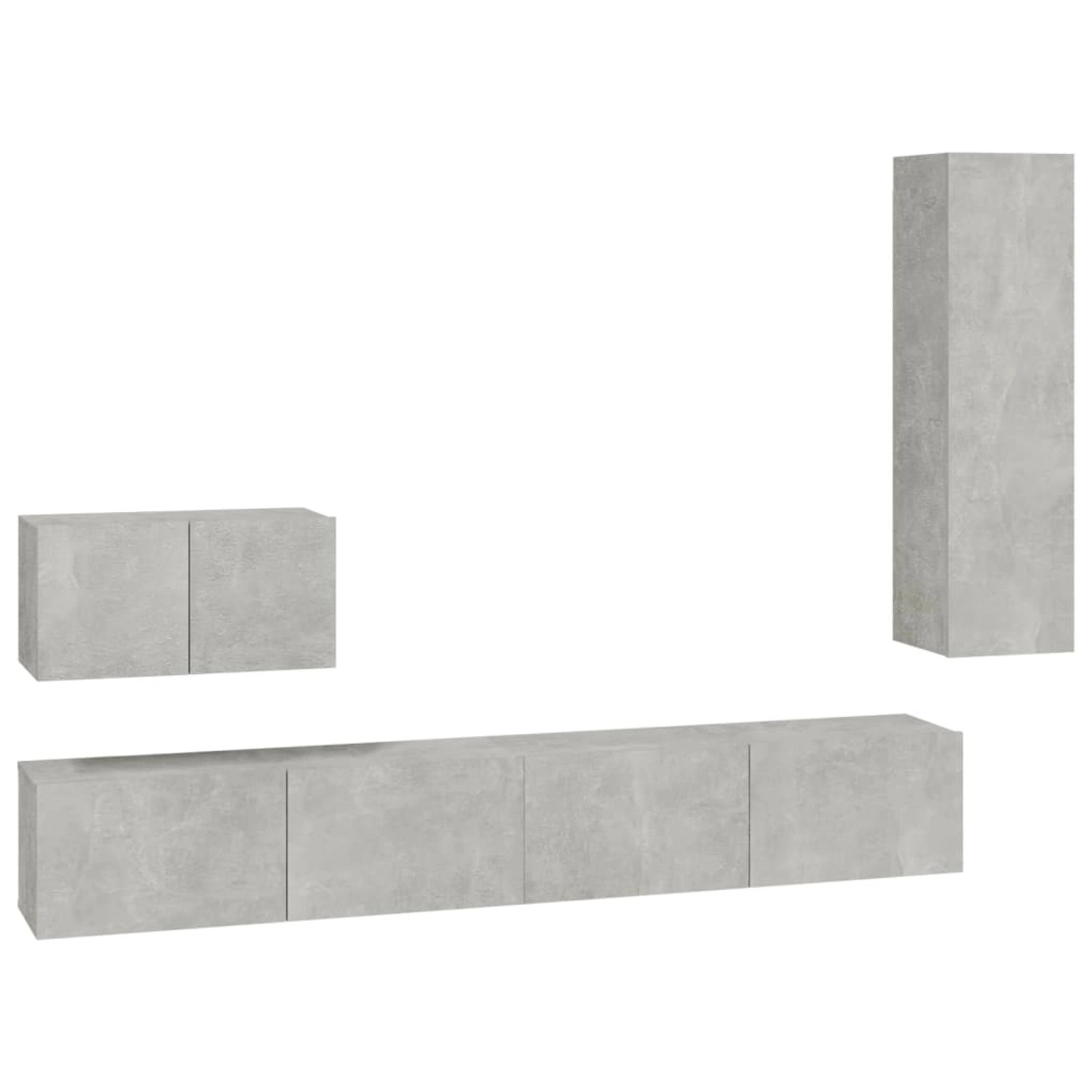 vidaXL 4-tlg. TV-Schrank-Set Betongrau Holzwerkstoff 7 günstig online kaufen