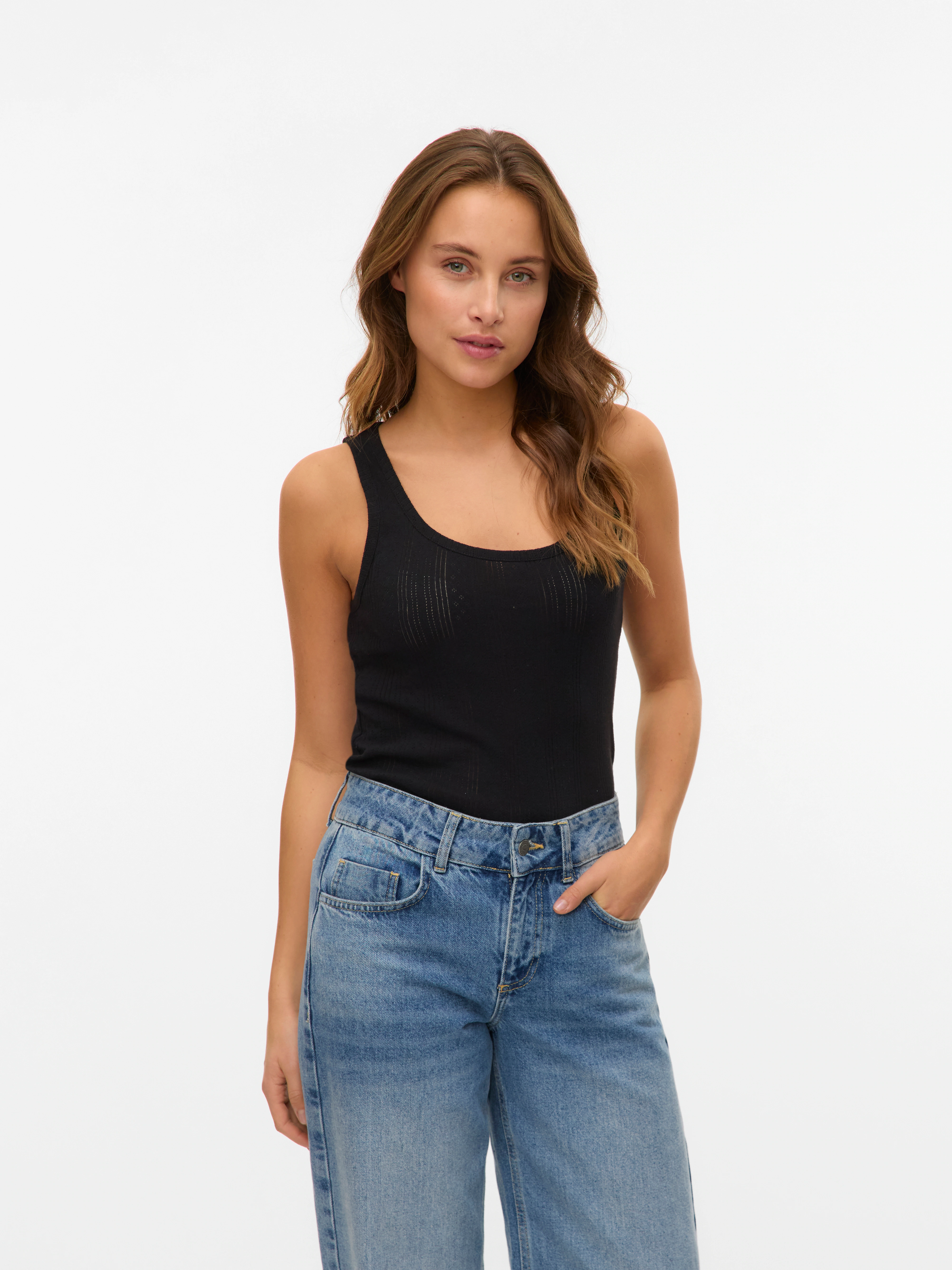 Vero Moda Ripptanktop "VMLISA POINTELLE TANK TOP JRS NOOS" günstig online kaufen