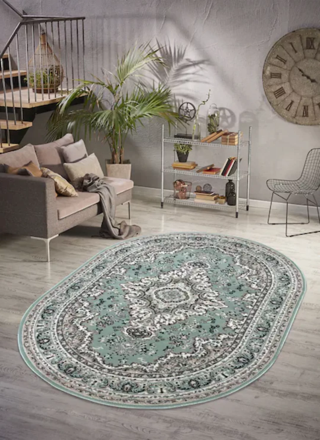 Home affaire Teppich »Oriental«, oval, Orient-Optik, mit Bordüre, Kurzflor, günstig online kaufen