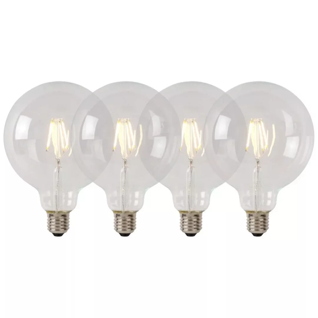 LED Leuchtmittel E27 Globe - G125 in Transparent 7W 1300lm dimmbar Viererpa günstig online kaufen