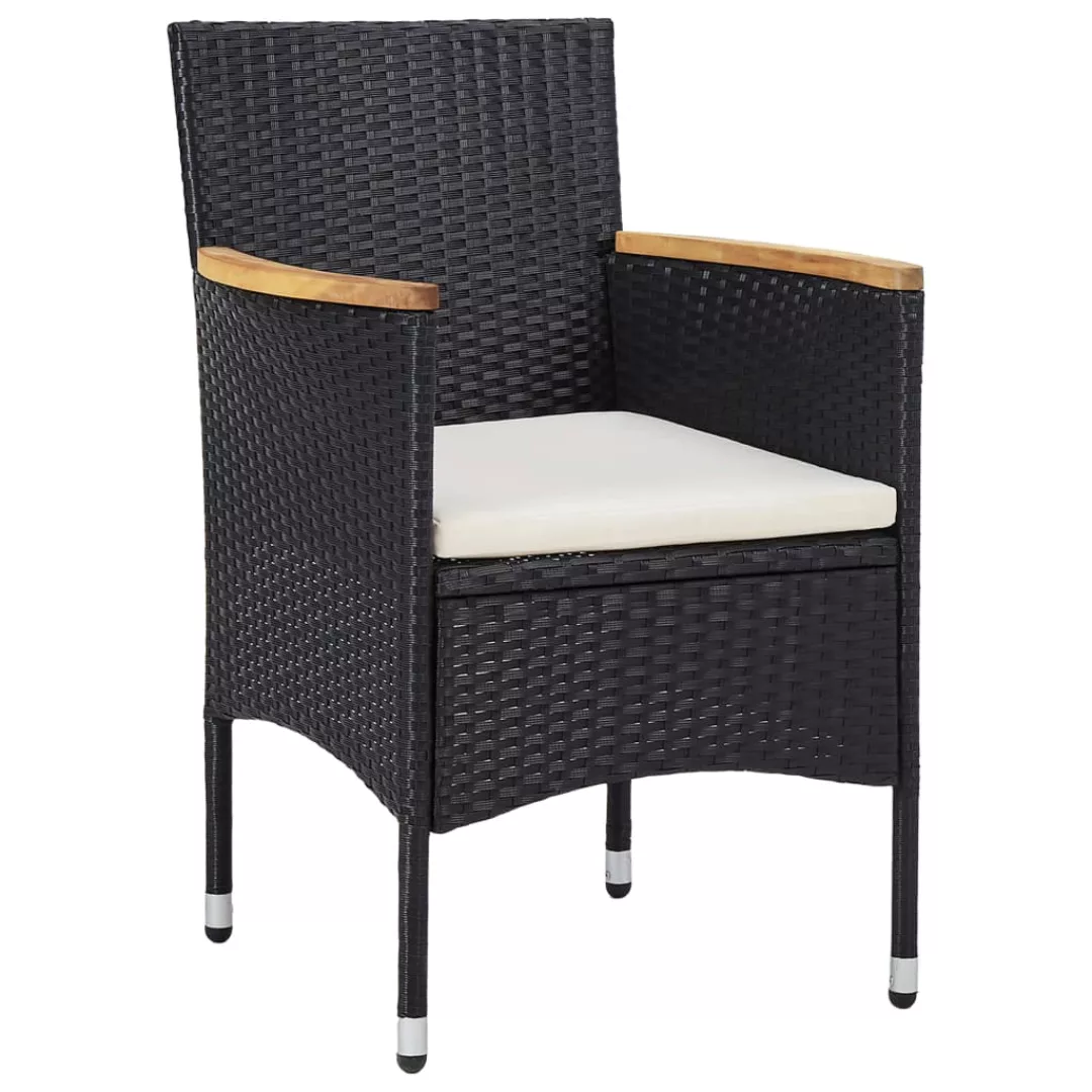 Garten-essstühle 2 Stk. Poly Rattan Schwarz günstig online kaufen