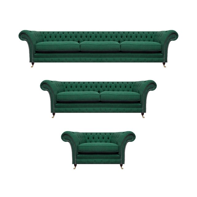 JVmoebel Chesterfield-Sofa Set Luxus Komplett 3tlg Chesterfield Polstermöbe günstig online kaufen