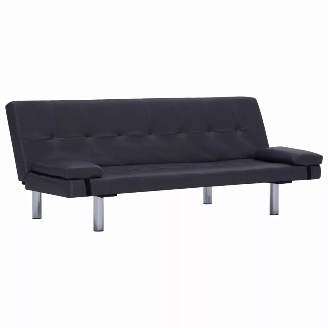 Schlafsofa Mit Zwei Kissen Braun Kunstleder günstig online kaufen