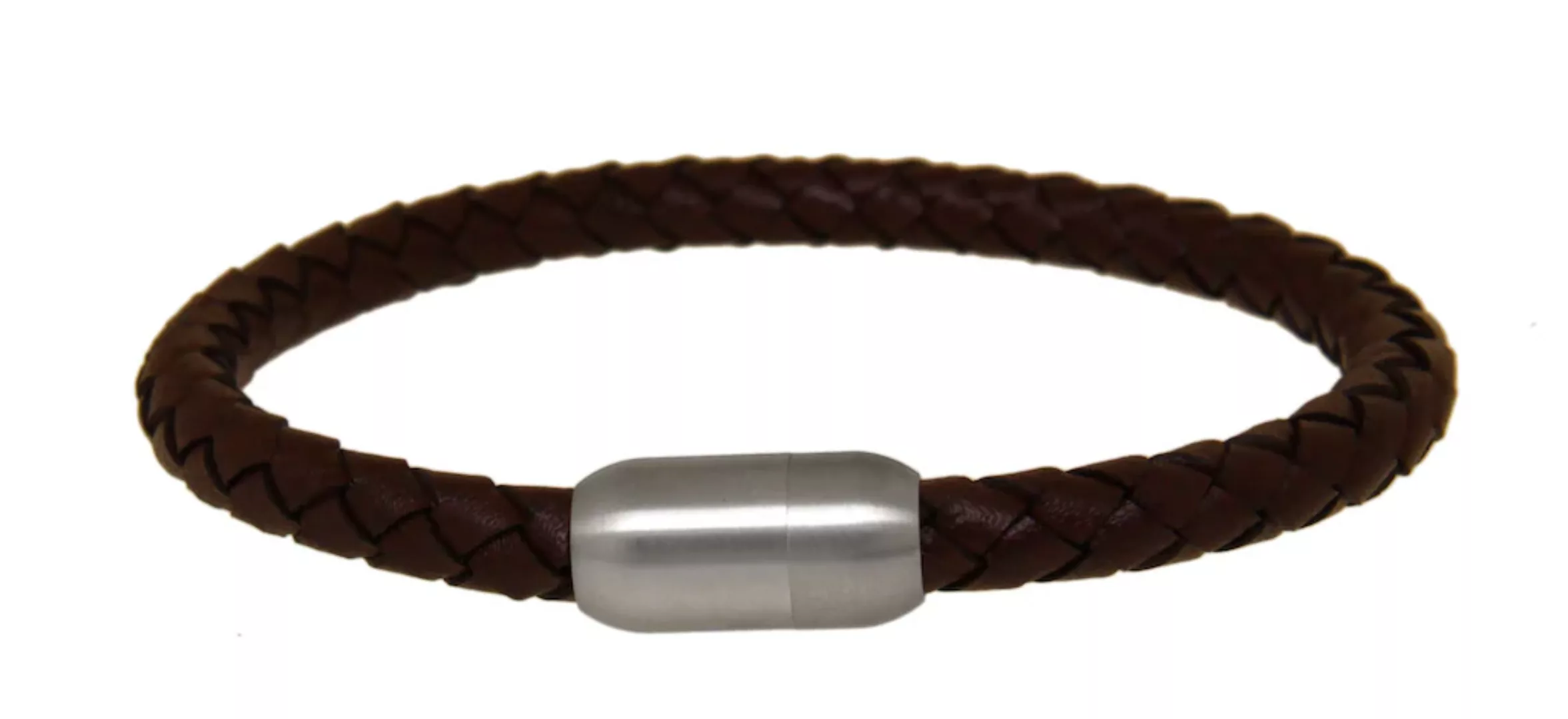 Vivance Armband "Edelstahl mit geflochtenem Leder dunkelbraun" günstig online kaufen