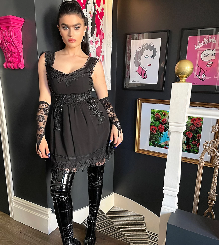 Labelrail x Sophia Hadjipanteli – Camisole-Minikleid in Schwarz mit transpa günstig online kaufen