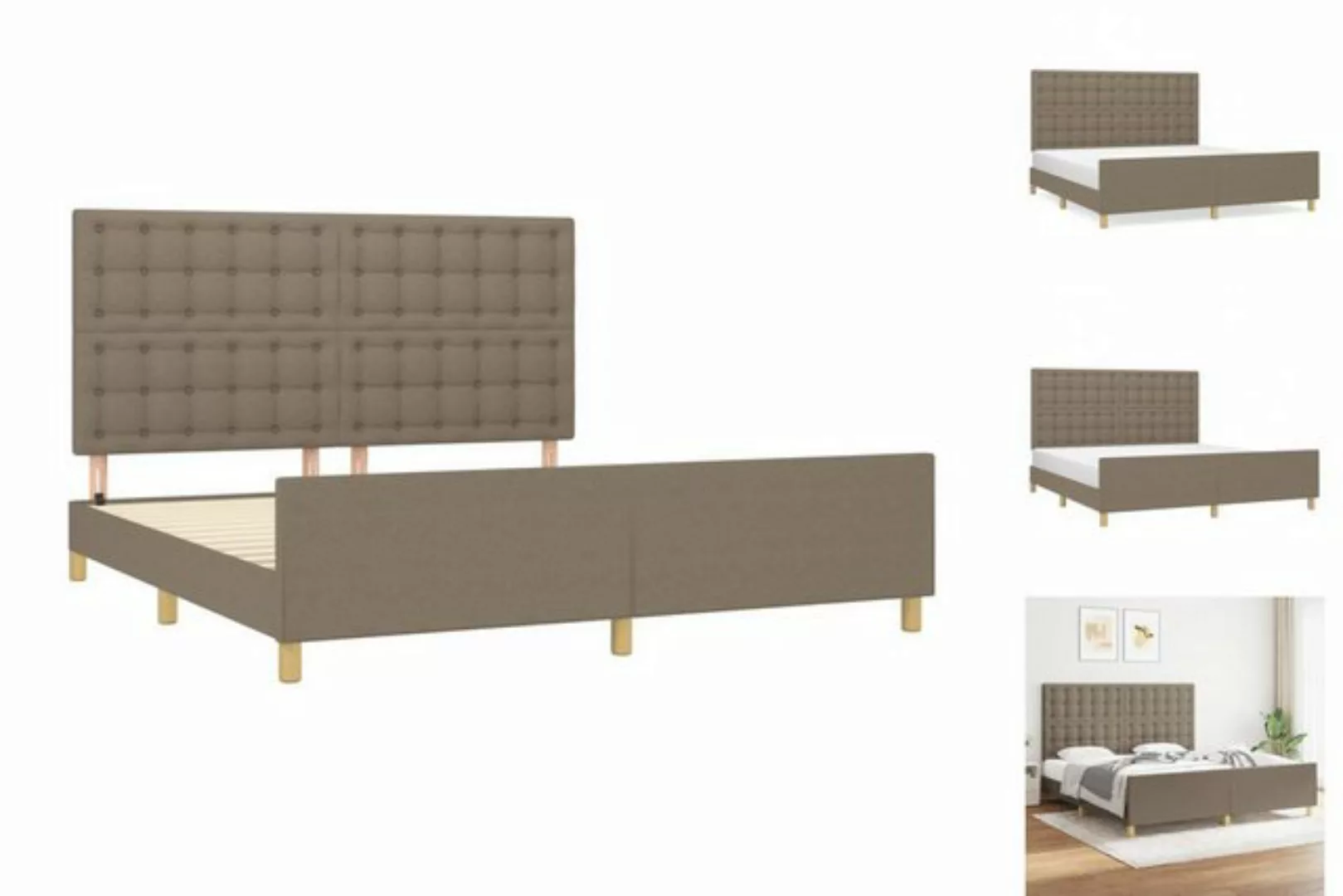 vidaXL Bettgestell Bettrahmen mit Kopfteil Taupe 180x200 cm Stoff Bett Bett günstig online kaufen