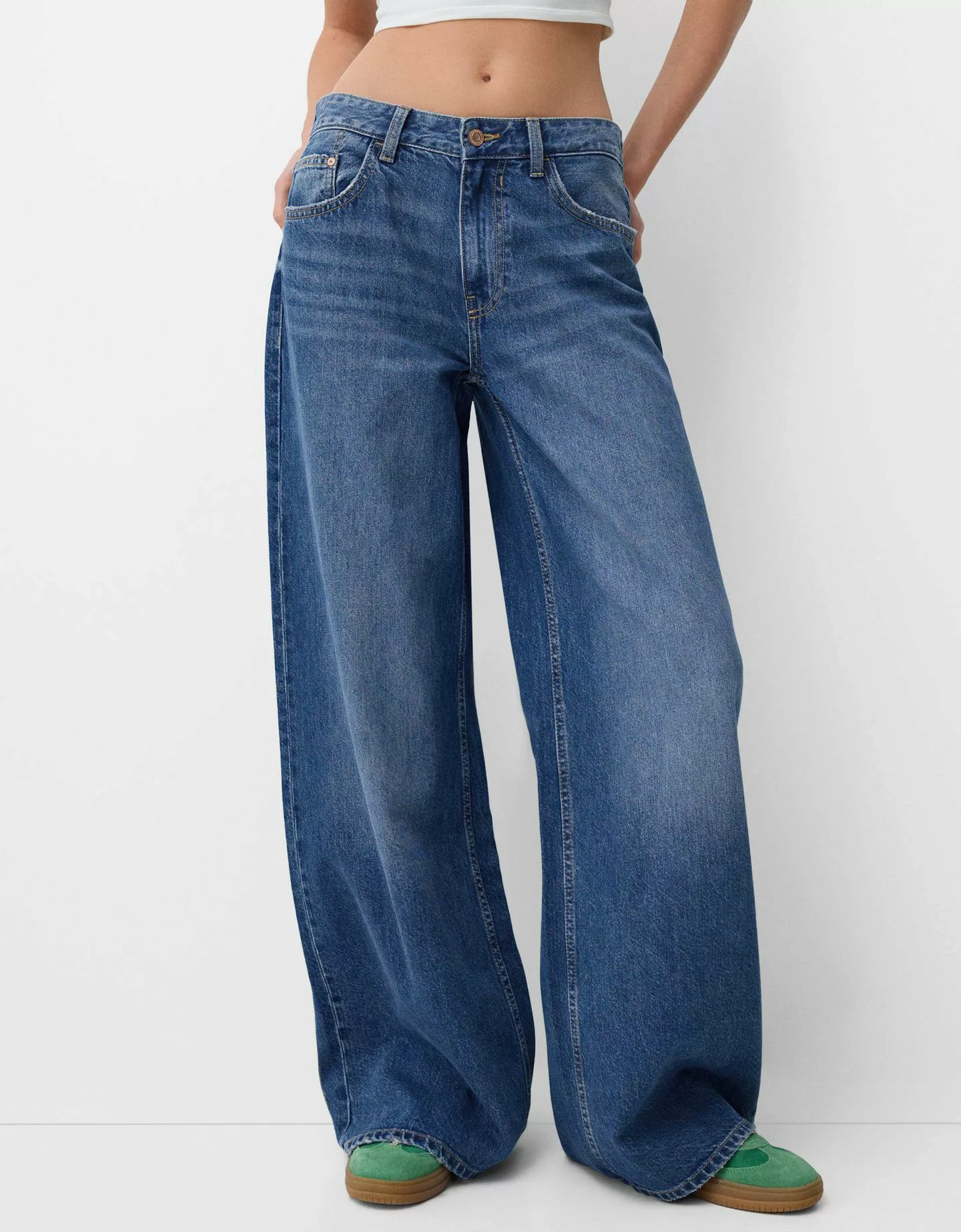 Bershka Wide-Leg-Jeans Damen 36 Blau günstig online kaufen