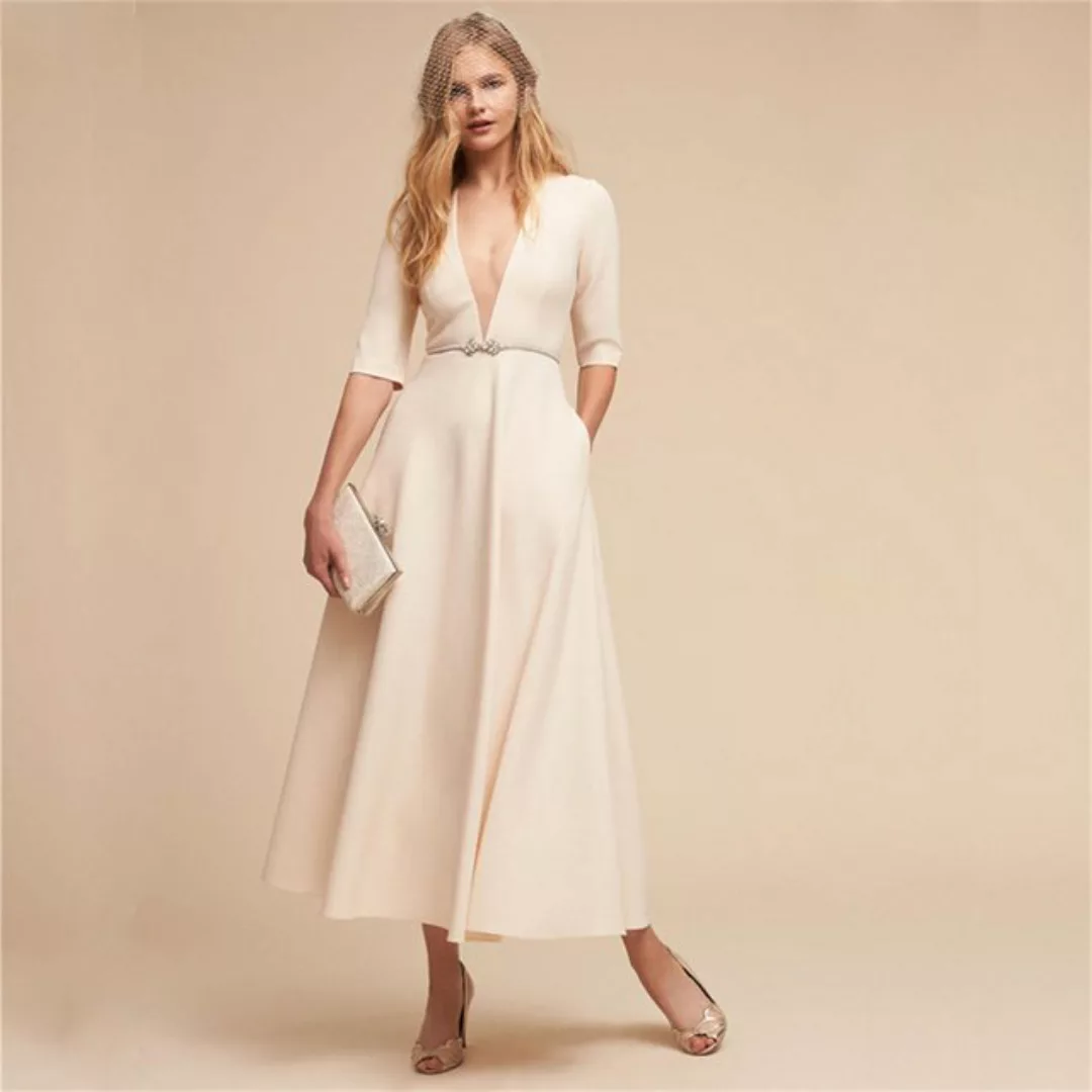 RUZU UG Dirndl Modisches und elegantes Kleid, langes sexy Kleid mit V-Aussc günstig online kaufen
