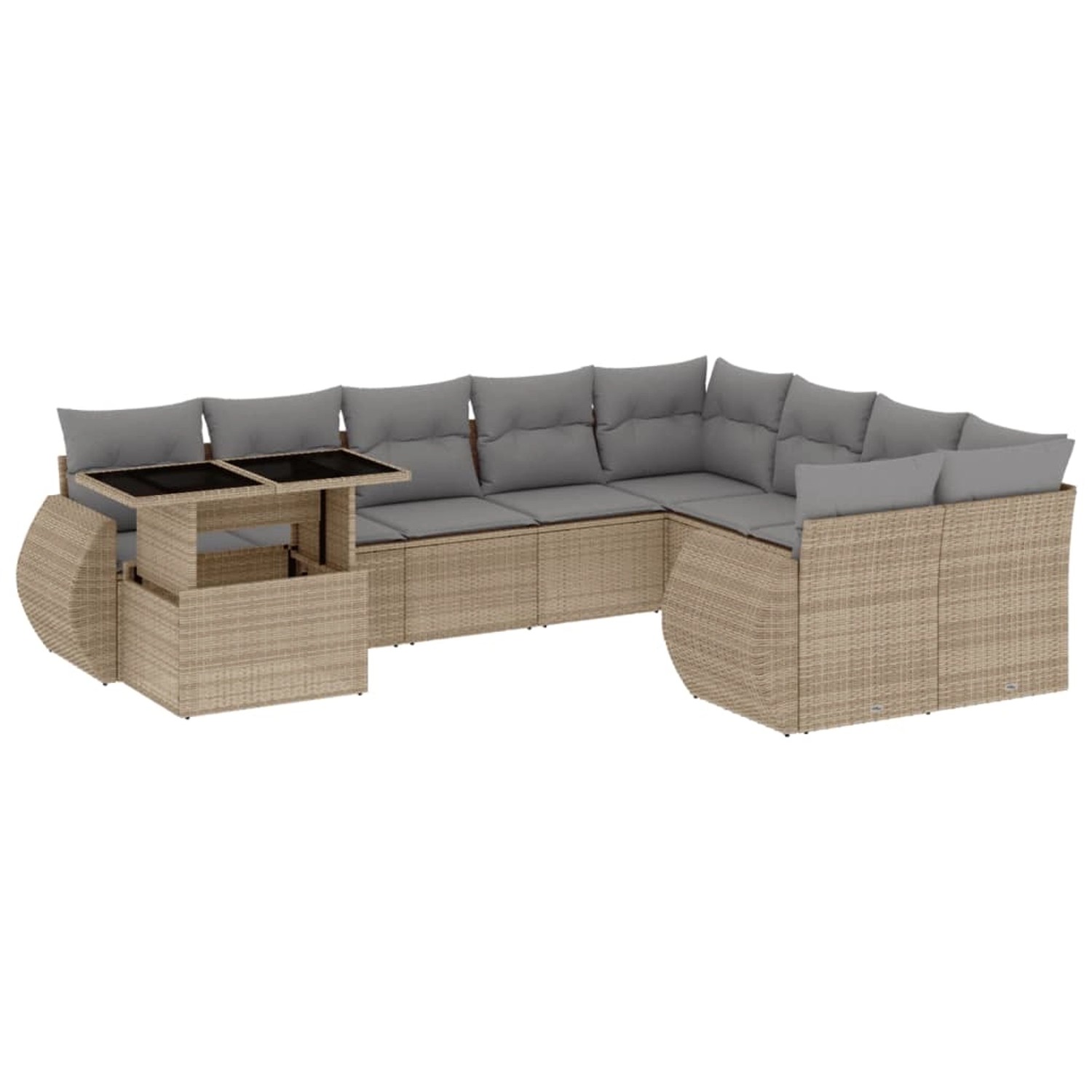 vidaXL 10-Tlg Garten-Sofagarnitur mit Kissen Beige Poly Rattan 3268769 günstig online kaufen