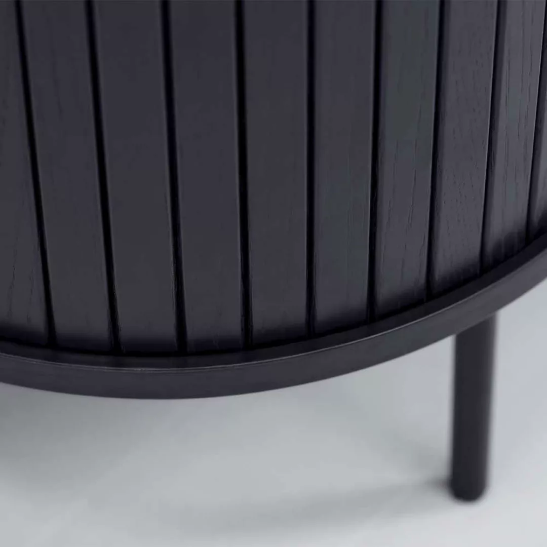 Schwarzer Wohnzimmer Tisch im Skandi Design ovaler Tischplatte günstig online kaufen