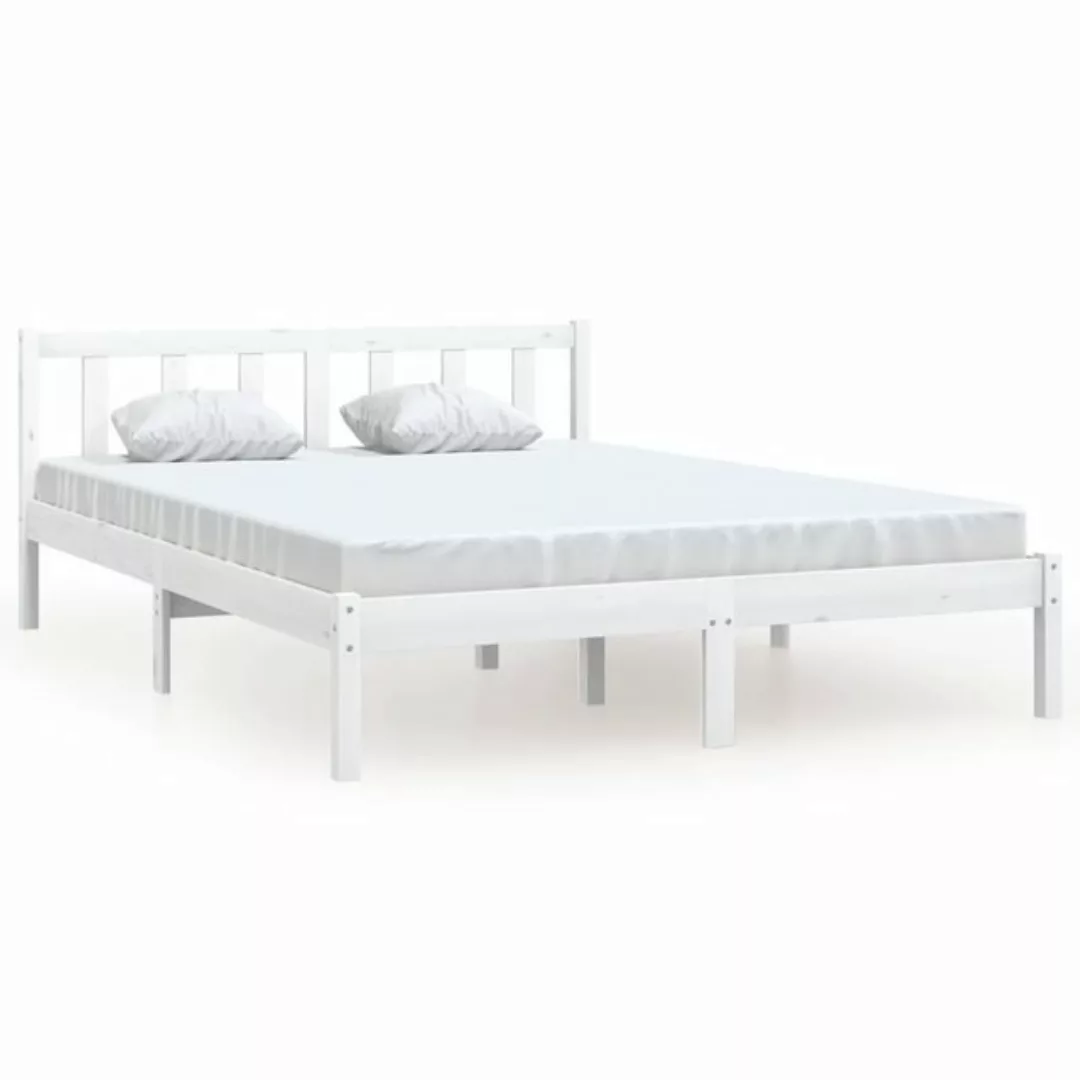 furnicato Bett Massivholzbett Weiß Kiefer 140x200 cm günstig online kaufen