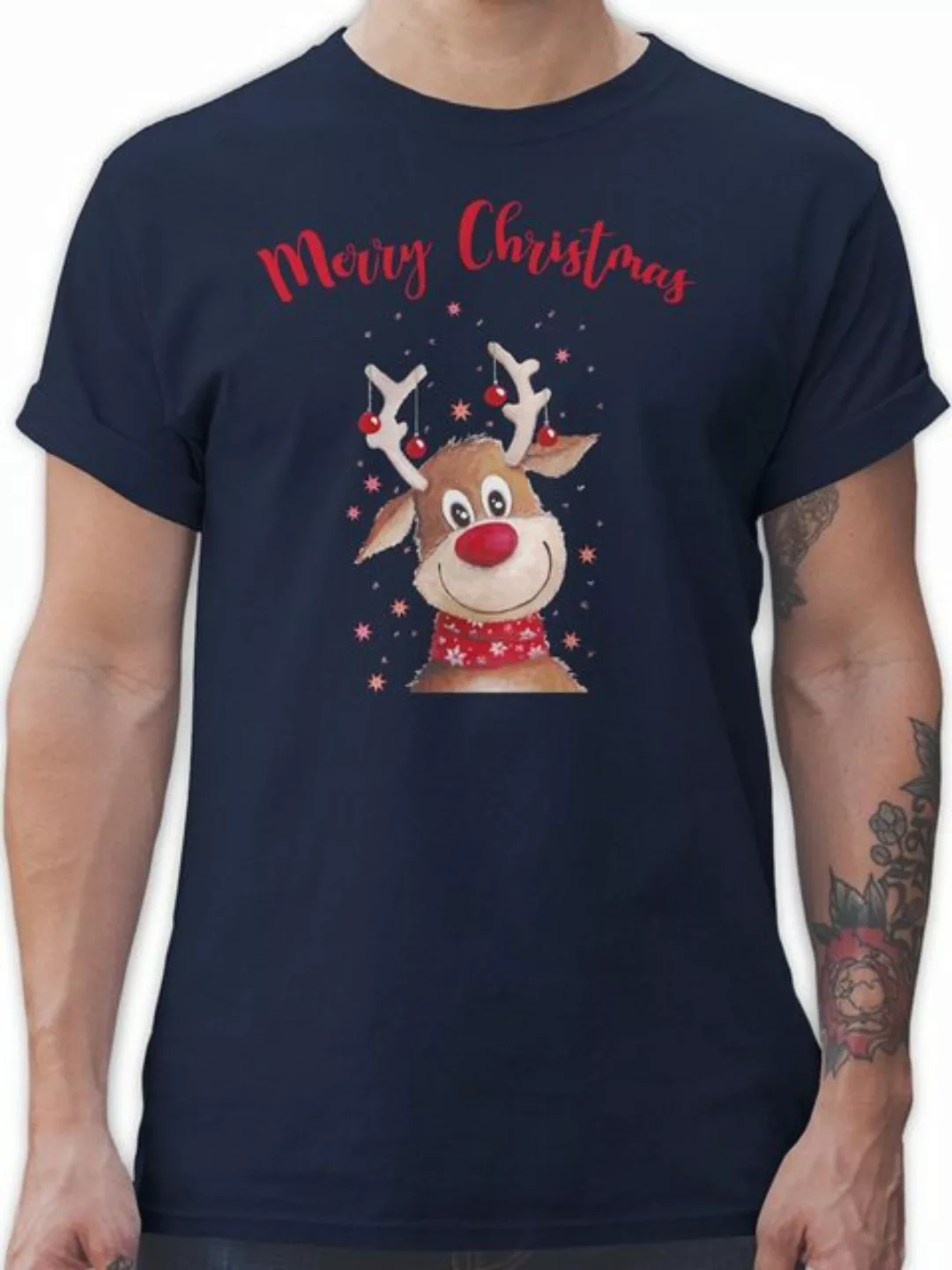 Shirtracer T-Shirt Merry Christmas Rentier I Elch Weihachten Kleidung günstig online kaufen