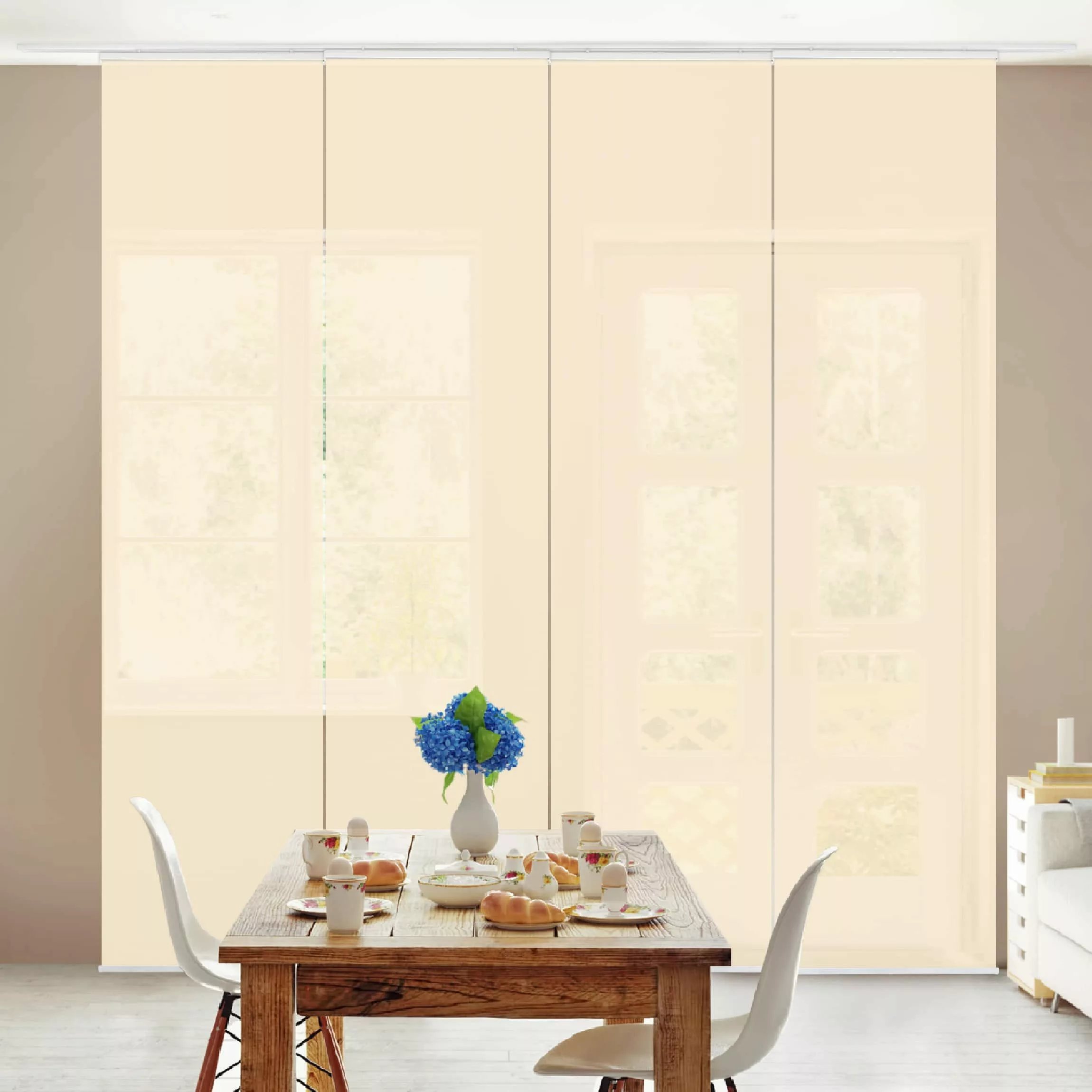 Bilderdepot24 Schiebegardine modern Flächenvorhang blickdicht Crème, günstig online kaufen