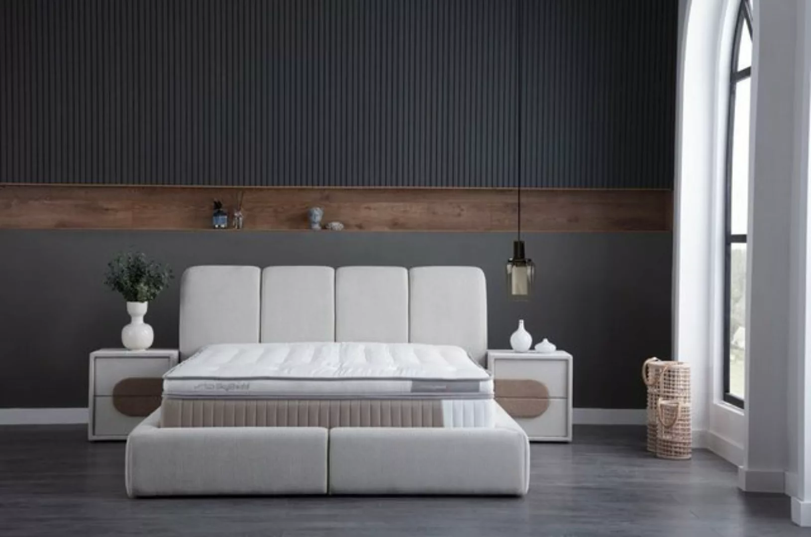 Villa Möbel Polsterbett CARE (Bett Set, 4-tlg., Bett Set aus Bettkasten, Ko günstig online kaufen