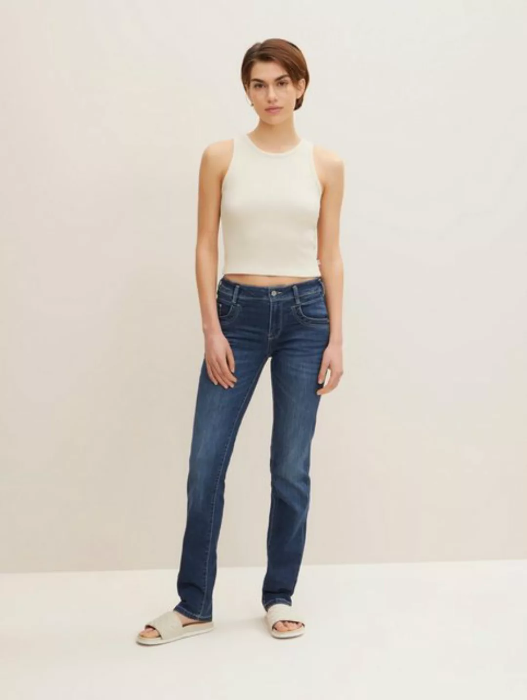 TOM TAILOR Boyfriend-Jeans Straight Bleached Jeans Regular Fit Denim Hose a günstig online kaufen