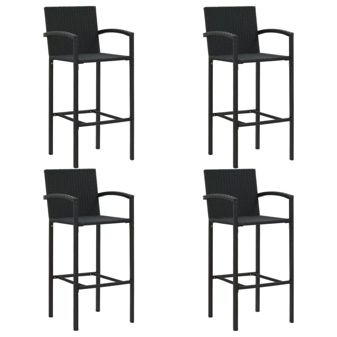 5-tlg. Garten-bar-set Mit Armlehnen Poly Rattan Schwarz günstig online kaufen