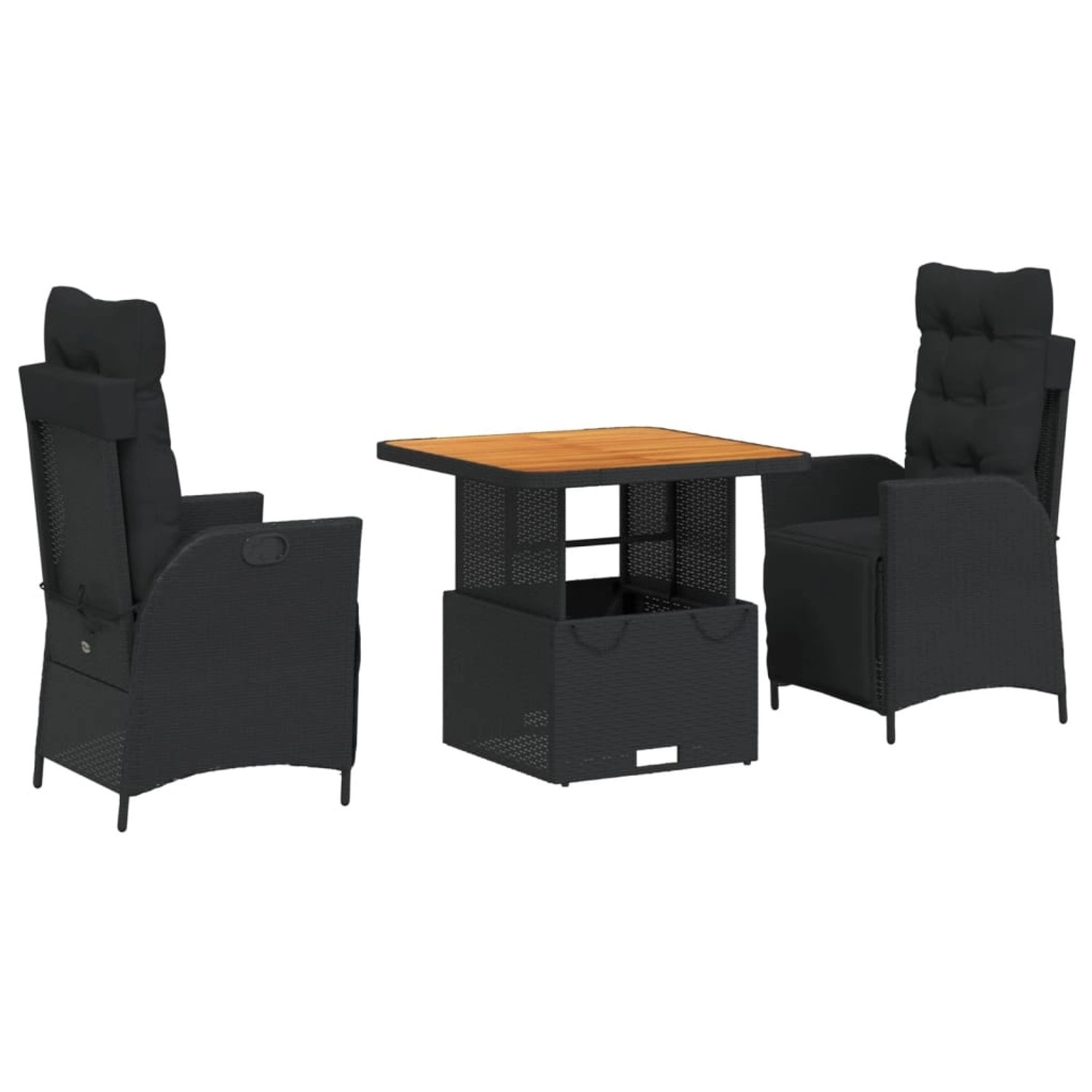 vidaXL 3-Tlg Garten-Essgruppe mit Kissen Schwarz Poly Rattan 3277447 günstig online kaufen