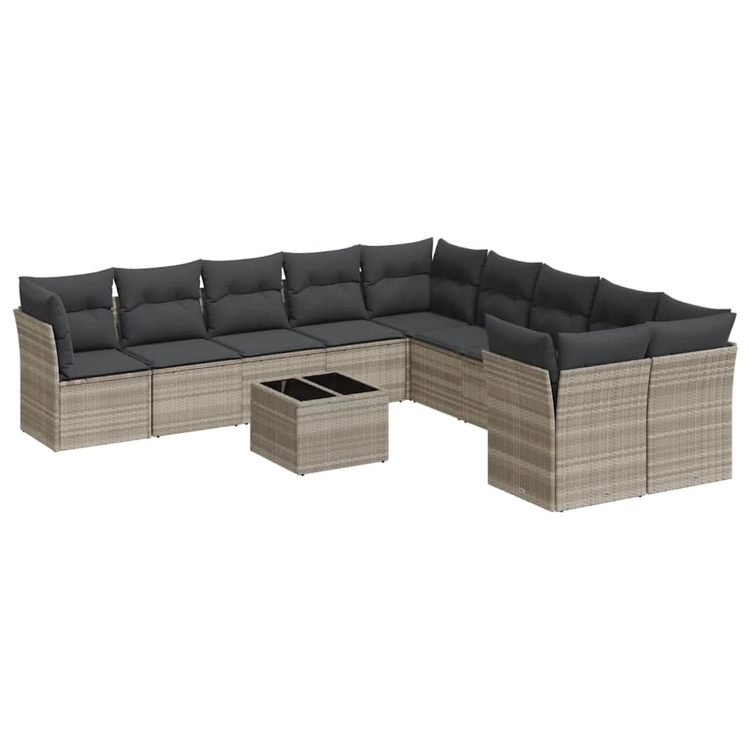 vidaXL 11-Tlg Garten-Sofagarnitur mit Kissen Hellgrau Poly Rattan 3218252 günstig online kaufen