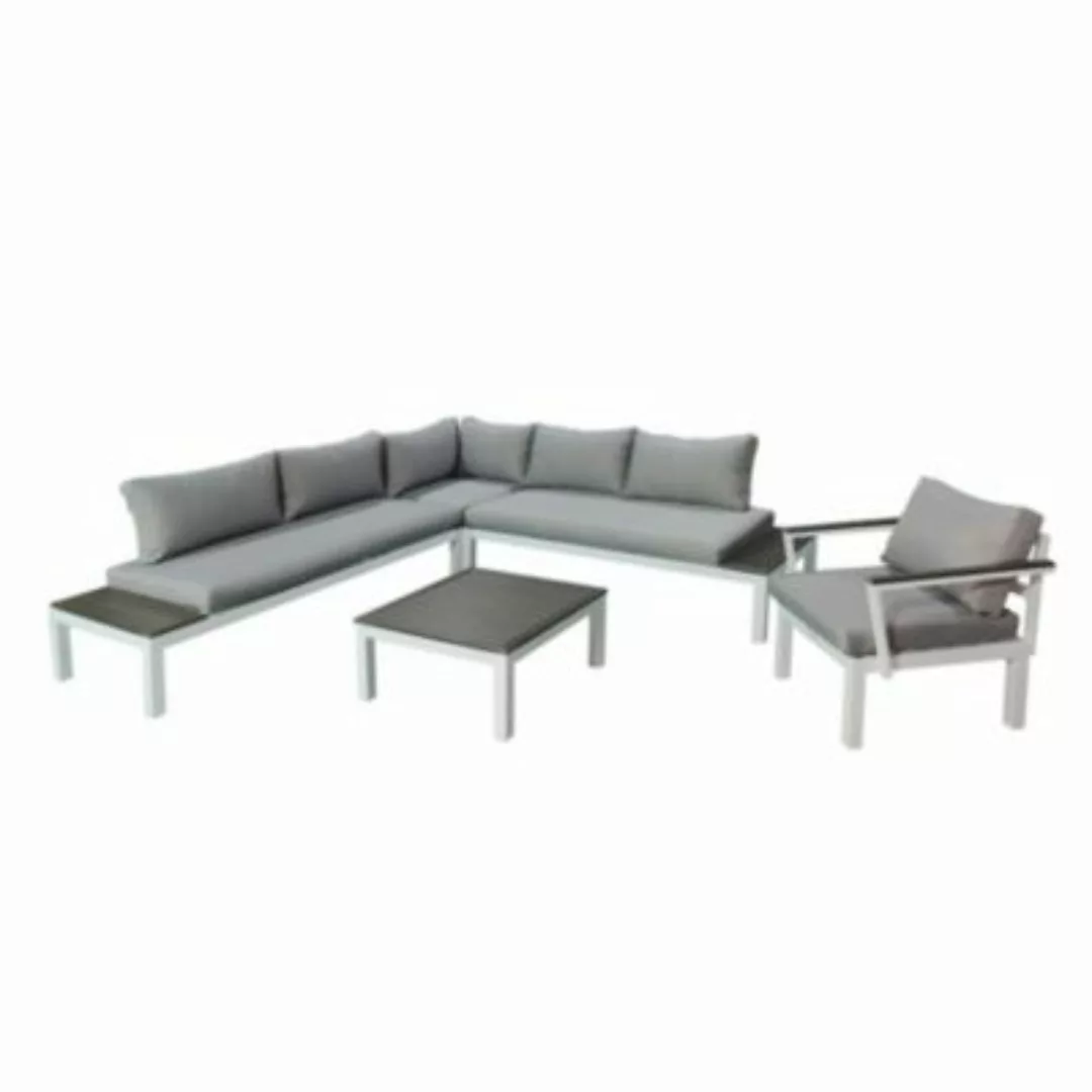 Gartenfreude Lounges Aluminium Sitzgarnitur Ambience Combi weiß/grau günstig online kaufen