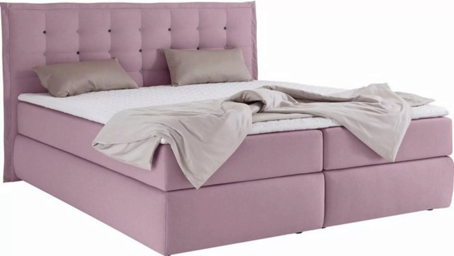 INOSIGN Boxspringbett Sagres, Kopfteil mit 2farbiger Flatterbiese und zweif günstig online kaufen