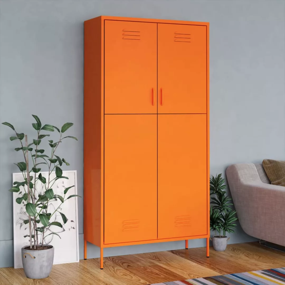 vidaXL Spind Kleiderschrank Spind Orange 90x50x180 cm Stahl günstig online kaufen