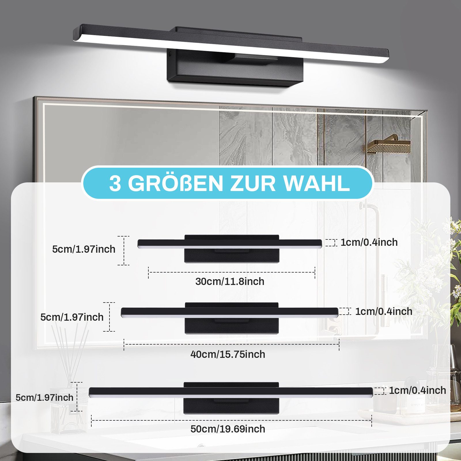 MUPOO LED Spiegelleuchte LED Wandleuchte 30/40/50 günstig online kaufen