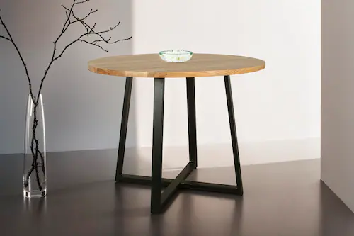 byLIVING Esstisch »Arrow«, (1 St.), mit 2,5cm starker, runder Massivholz Ti günstig online kaufen