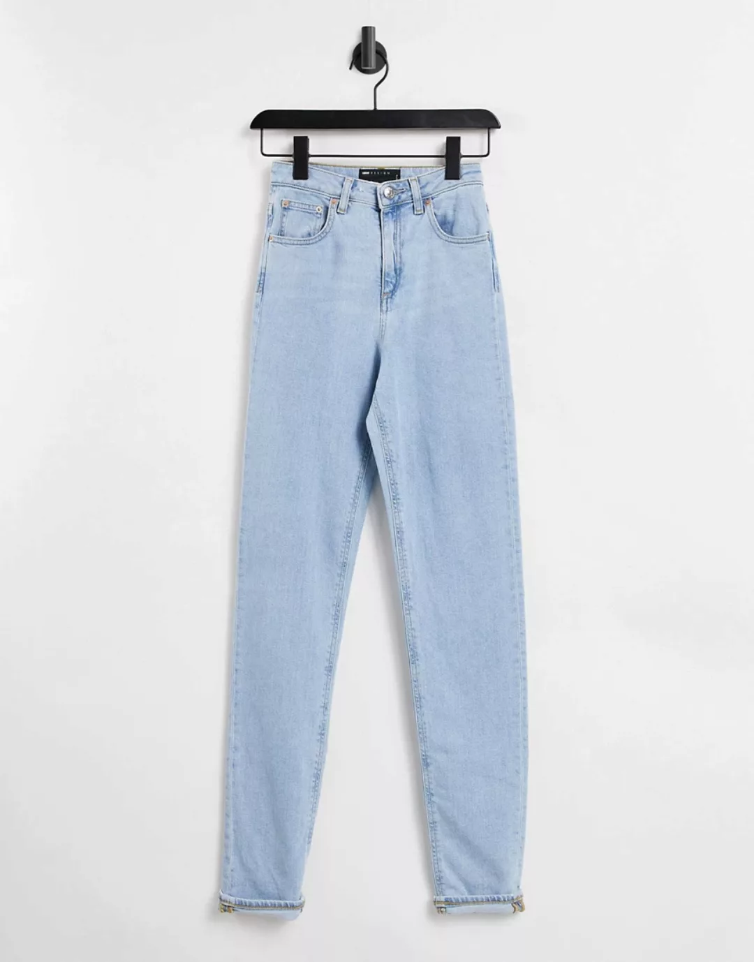 ASOS DESIGN – Farleigh – Schmale Mom-Jeans mit hohem Bund in heller Waschun günstig online kaufen