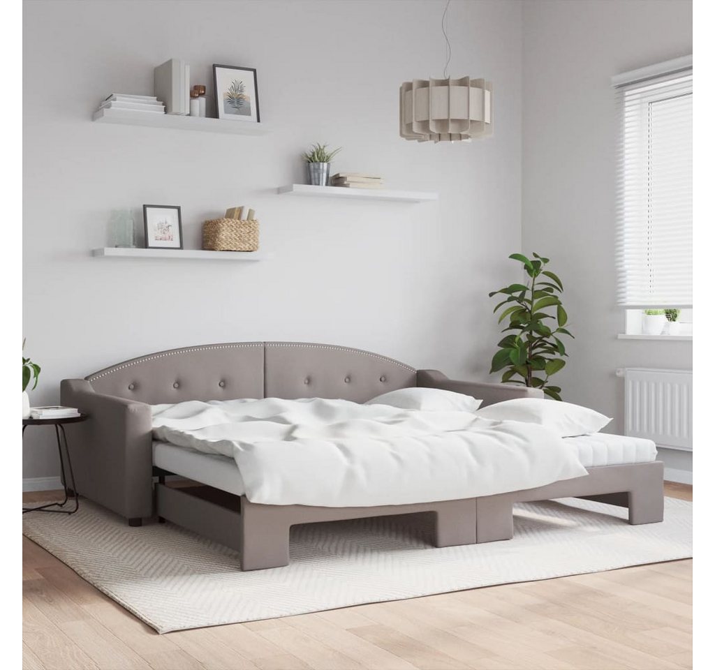 vidaXL Gästebett Gästebett Tagesbett Ausziehbar mit Matratzen Taupe 100x200 günstig online kaufen