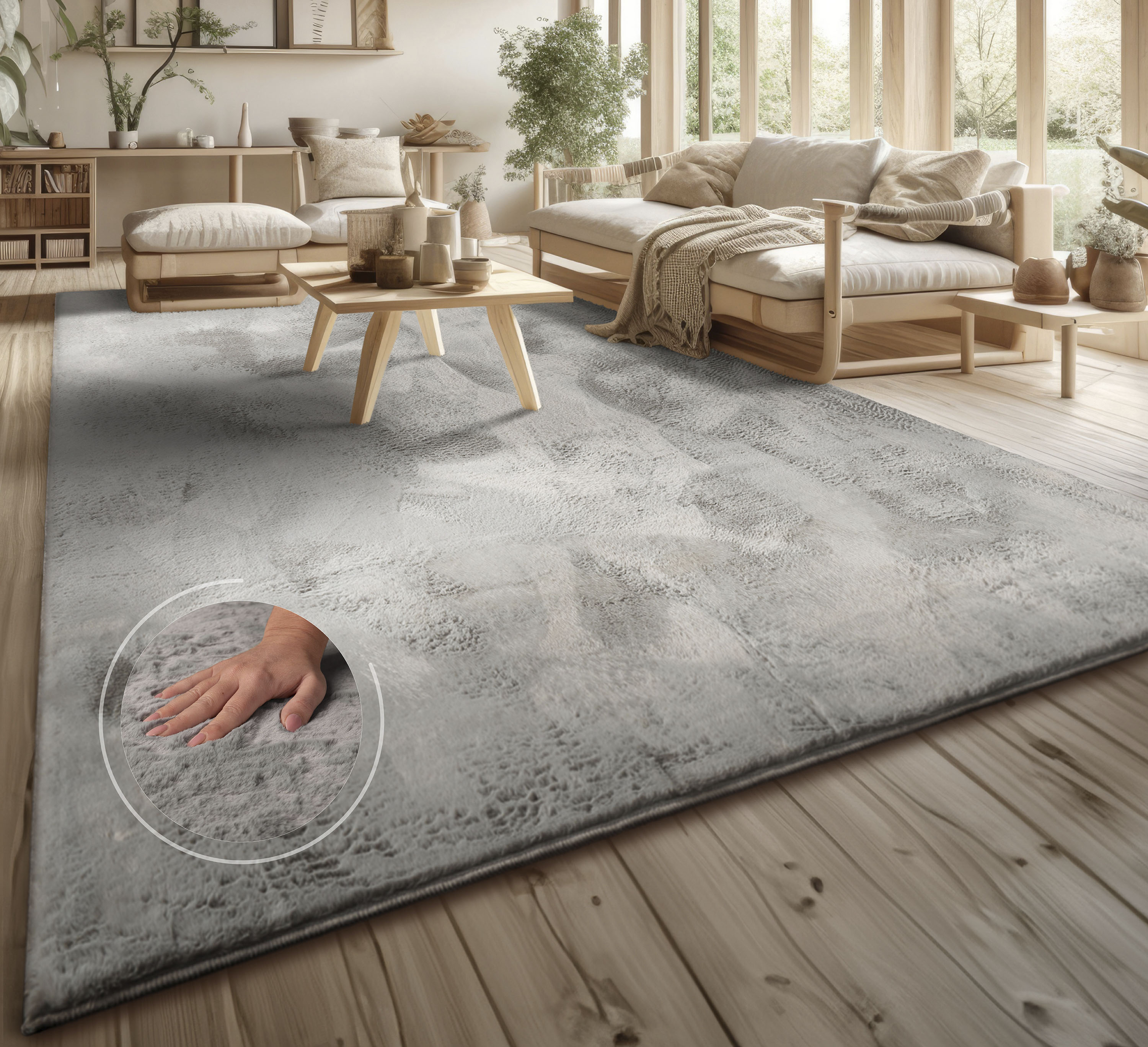 Fellteppich »Lottano«, rechteckig, 14 mm Höhe, Langflor, Kunstfell, Uni Far günstig online kaufen