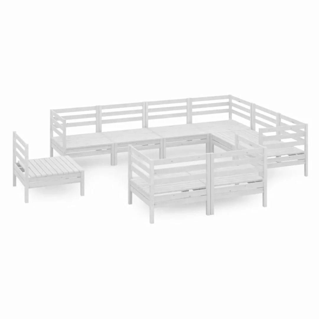 9-tlg. Garten-lounge-set Massivholz Kiefer Weiß günstig online kaufen