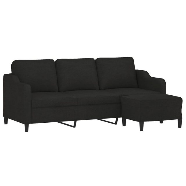 vidaXL Sofa 3-Sitzer-Sofa mit Hocker Schwarz 180 cm Stoff günstig online kaufen