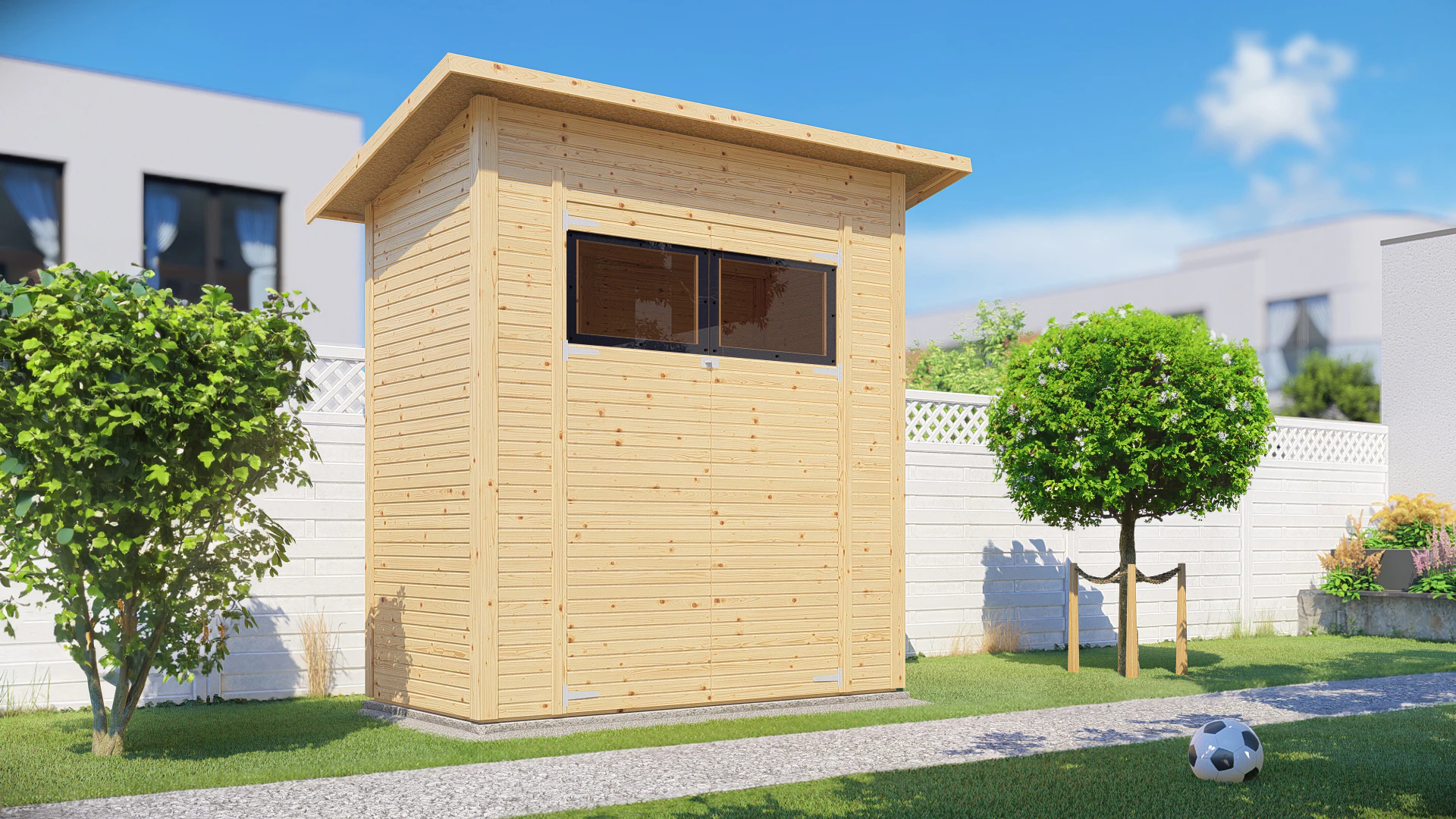 BERTILO Gartenhaus "Pent Modern 1 naturbelassen", mit hohen Seitenwänden un günstig online kaufen