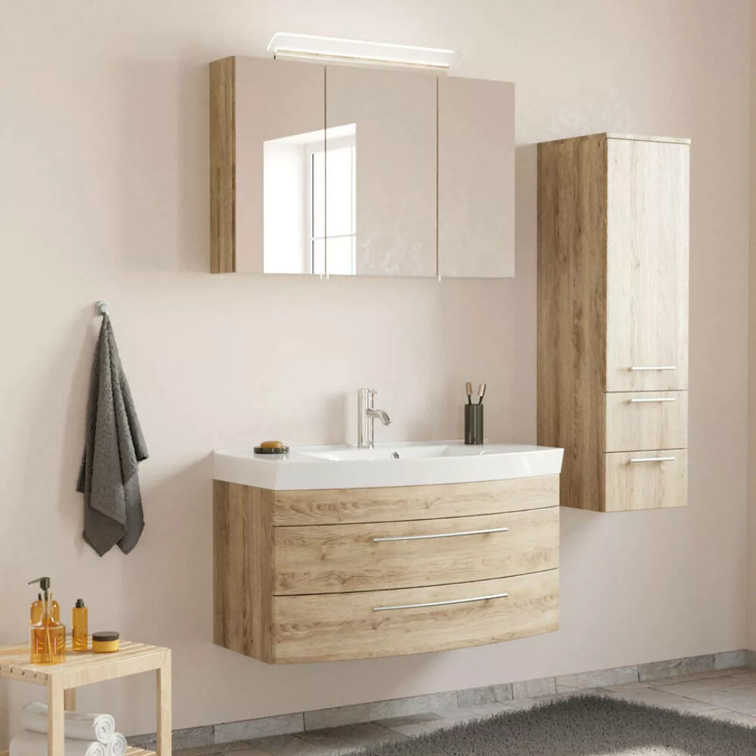 Lomadox Badezimmermöbel Set mit Waschtisch & LED-Spiegelschrank MAPUTO-02 i günstig online kaufen