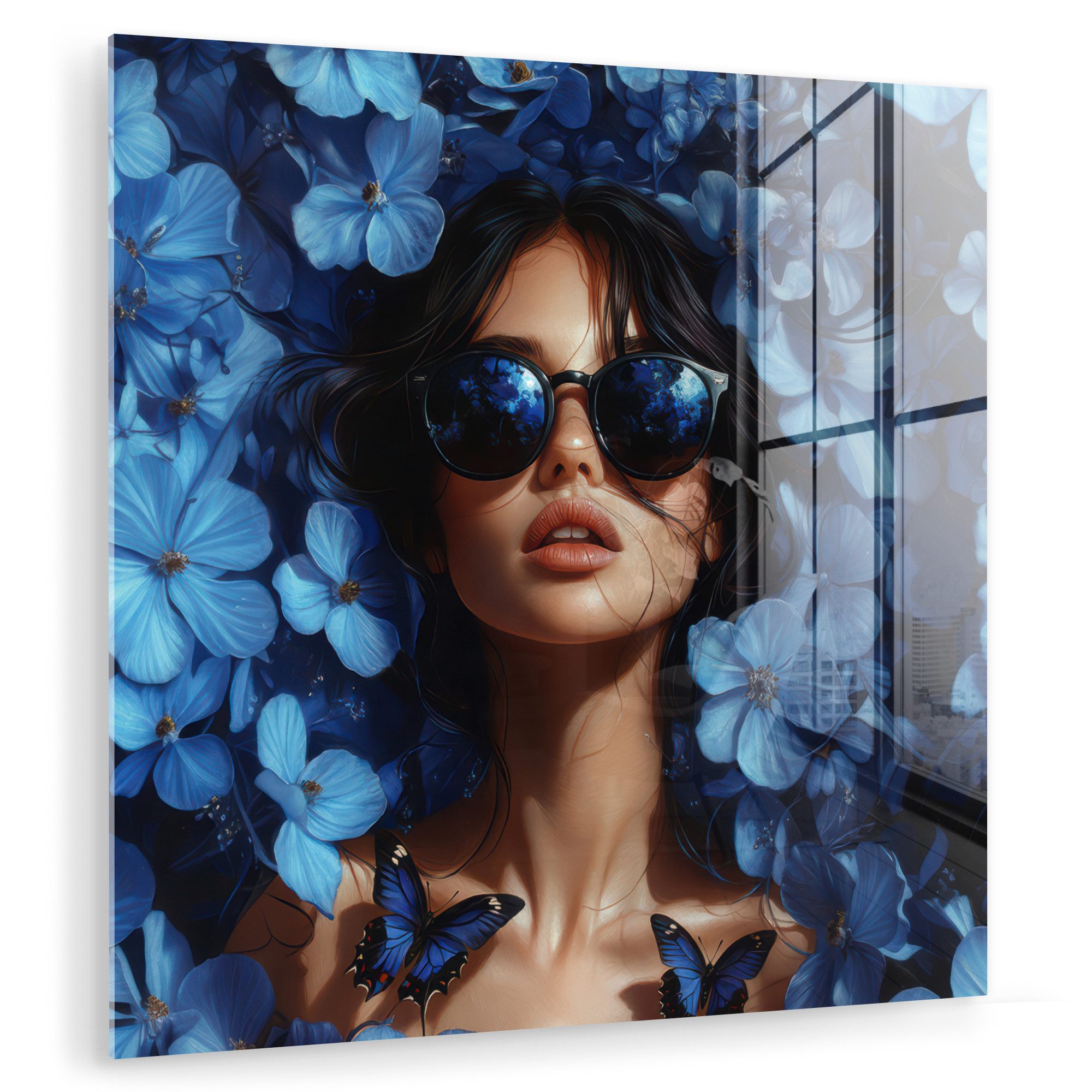 MuchoWow Acrylglasbild Frau - Blau - günstig online kaufen