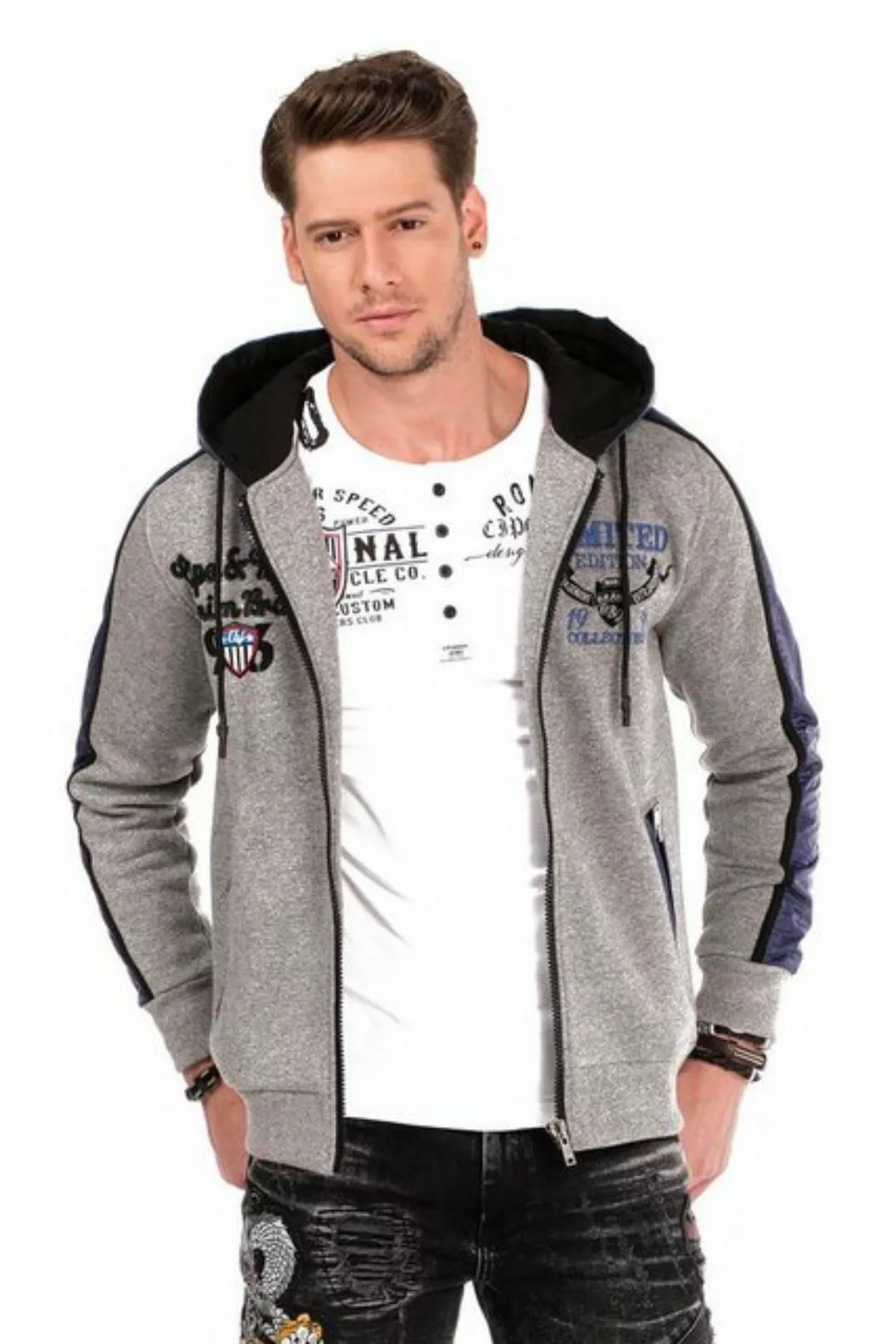 Cipo & Baxx Sweatjacke mit maritimen Elementen günstig online kaufen