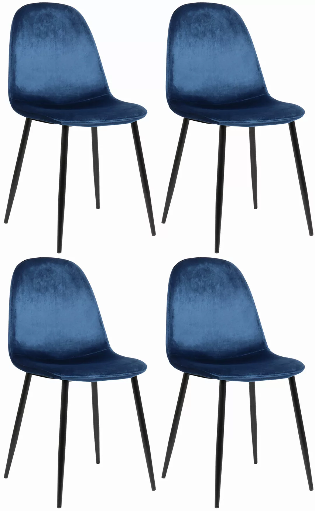 4er Set Esszimmerstühle Napier-blau-Samt günstig online kaufen