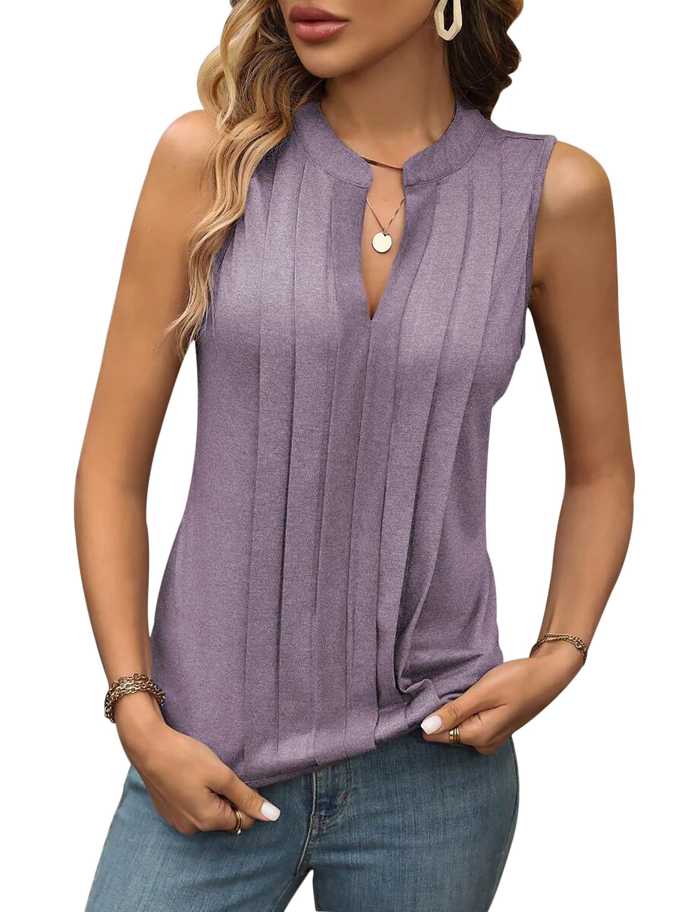 DEBAIJIA Kurzweste Damen Tank Top Plissee günstig online kaufen