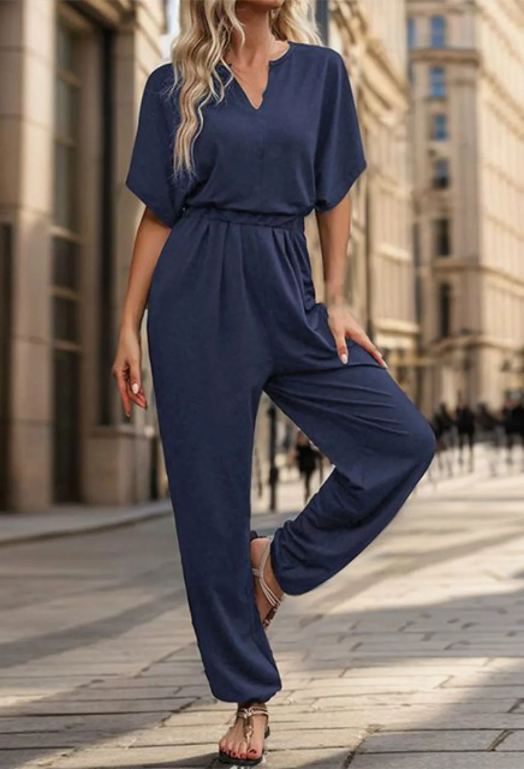 CHENIN 7/8-Overall Sommer Damen Casual Solid Farbe Jumpsuit Einfacher lässi günstig online kaufen