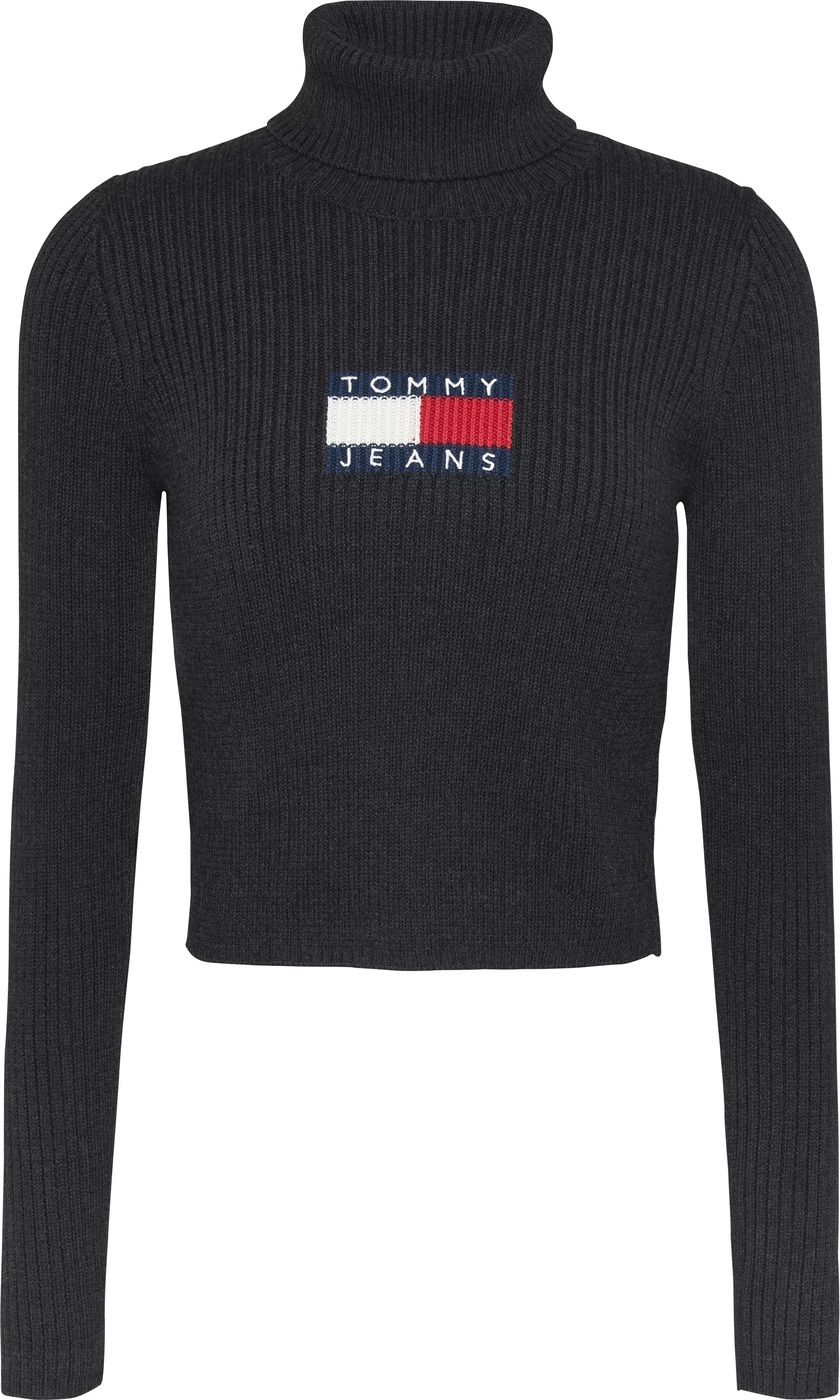 Tommy Jeans Strickpullover "TJW MELANGE TRTLNCK FLAG SWEATER", mit Logo-Fla günstig online kaufen