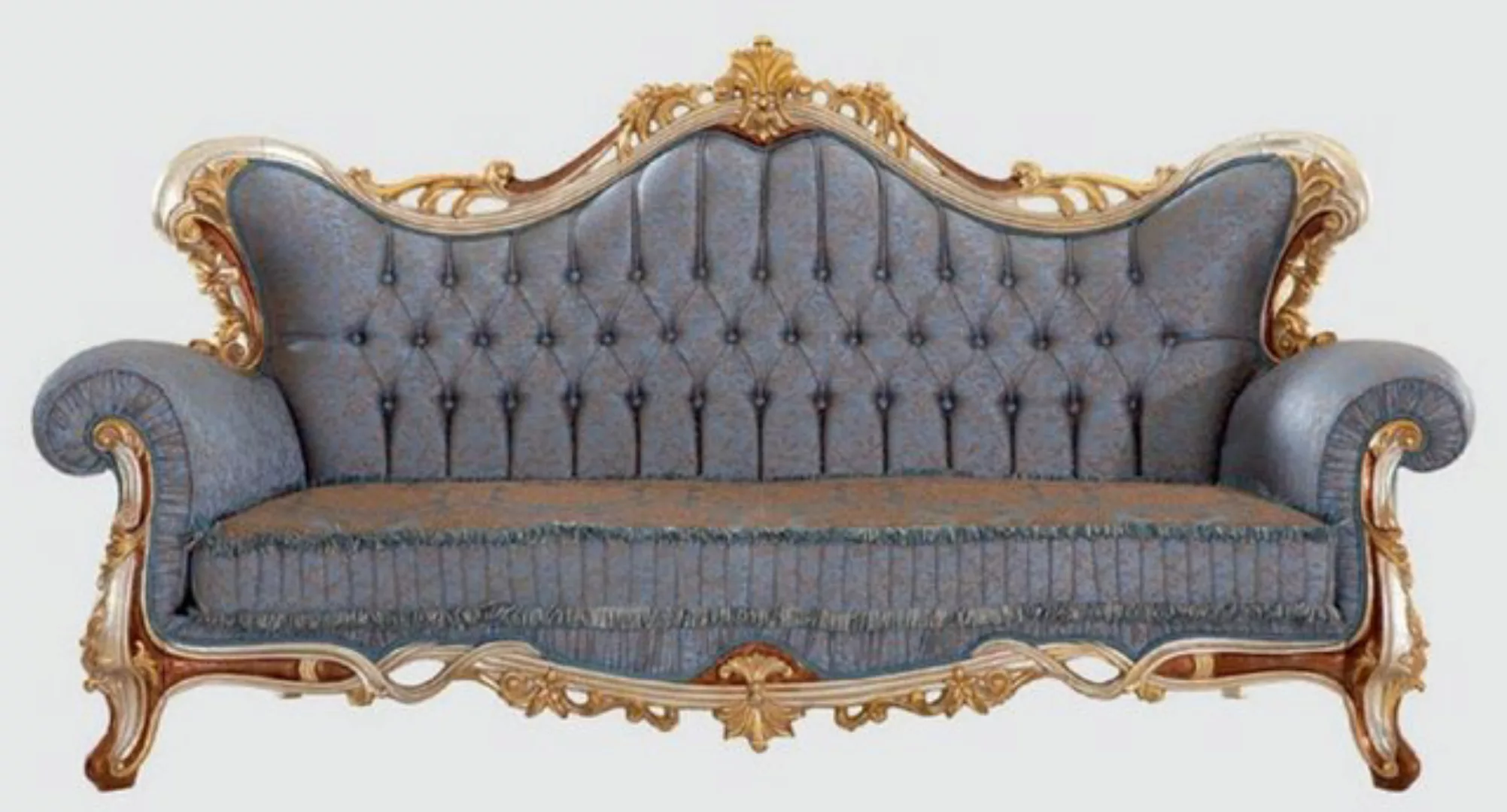 Casa Padrino Sofa Luxus Barock Sofa Blau / Kupfer / Silber / Braun / Gold 2 günstig online kaufen